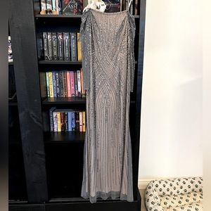 Adrianna Papell Sequin off the shoulder formal dress